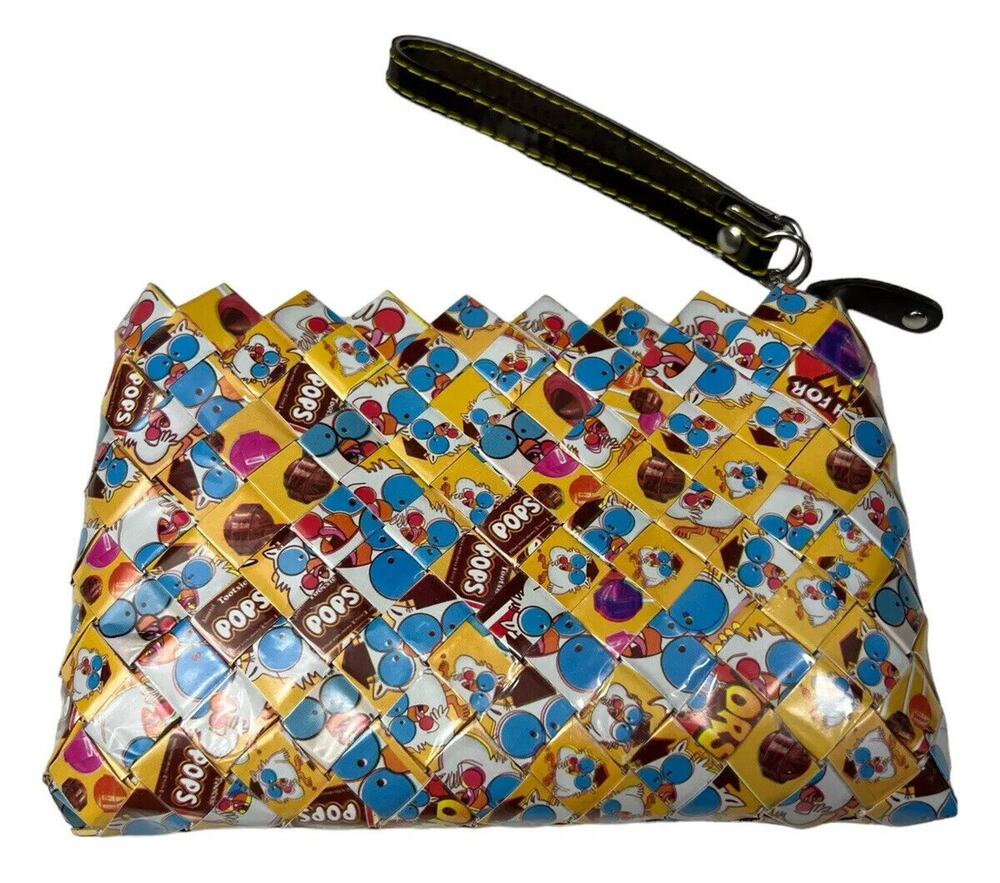 Nahui Ollin Recycled Candy Wrapper Cell Phone Wallet Tootsie Roll Pop Wristlet
